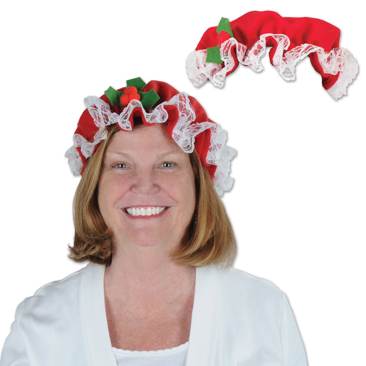 Beistle Mrs. Claus Hat Christmas Costume Accessories- One Size Fits Most - Set of 12